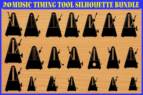 20 Music Timing Tool Silhouette Vector