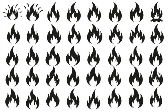 Bold Black Fire Flame Icon Vector Art