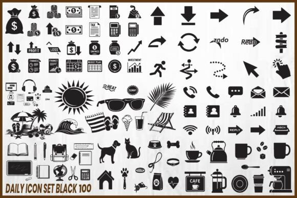 Daily Black Icon Set