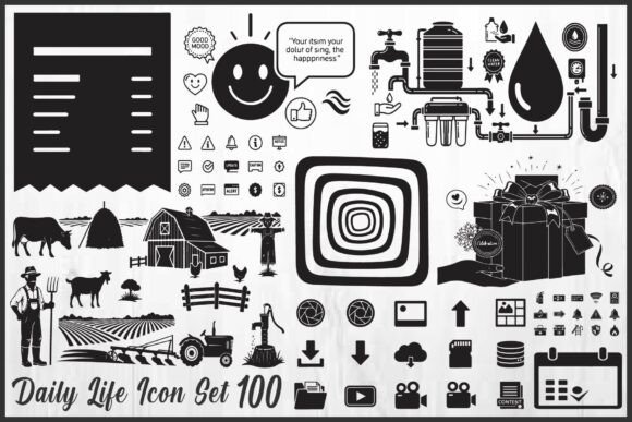 Daily Life Black Icon Set: Simple, Scalable Icons for Real-World Design Needs