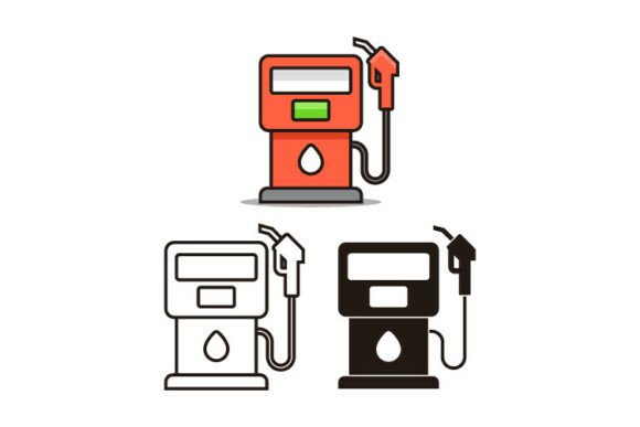 Gas Station Pump Icon Flat Vector Set