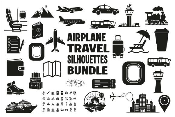 High-quality Airplane Travel Silhouettes