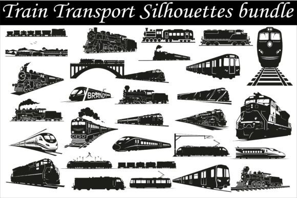 High-Quality Train Transport Silhouettes
