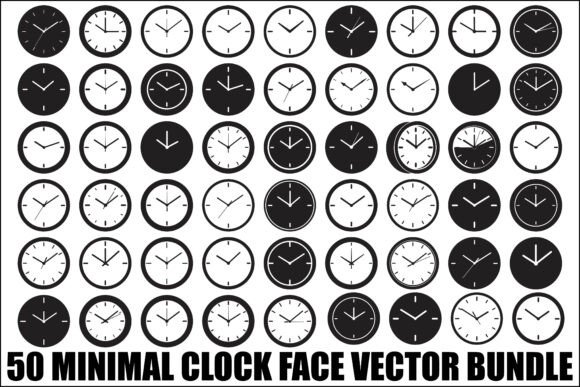 Minimal Clock Face Vector Bundle: A Timeless Resource for Modern Designers