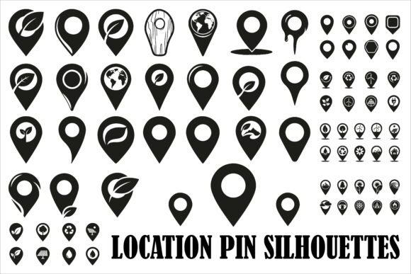 Modern Location Pin Silhouettes