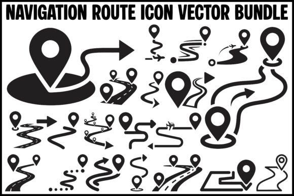 Navigation Route Icon Vector Bundle