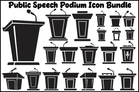 Public Speech Podium Icon Vector Bundle