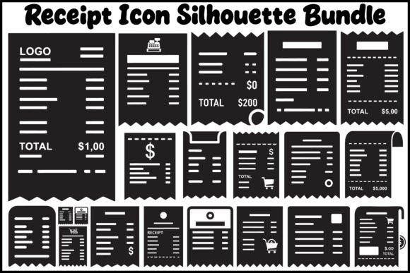 Receipt Icon Silhouette Bundle – Invoice