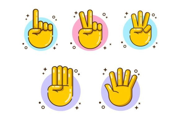 Set of Cartoon Hand Counting Icon