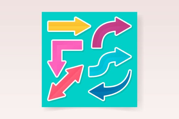 Set of Colorful Arrow Stickers: A Versatile Design Resource for Digital and Print Projects