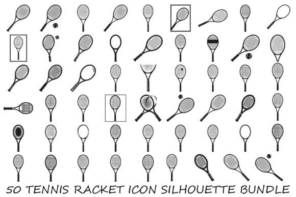 Tennis Racket Icon Silhouette Bundle